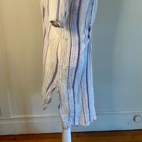 Vintage Diab'less White Blue Pink Gold Striped Tunic Paris - Picture 8 of 14